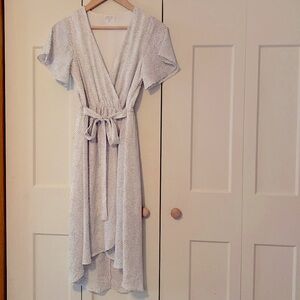 Sienna Sky V Neck Summer Dress - White with Black Speckles - Size XS